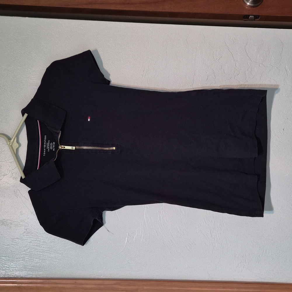 Tommy Hilfiger Navy Polo Shirt with Zip Collar